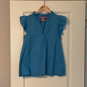 Lilly Pulitzer Blue Ruffle Blouse